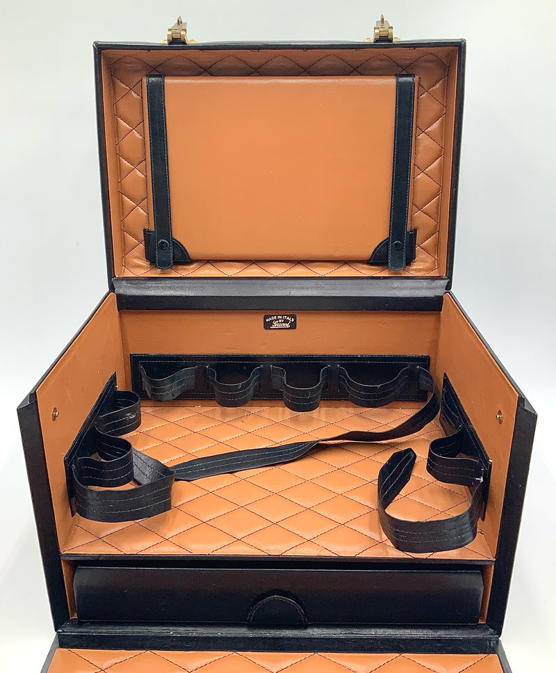 GUCCI Vintage Black Leather Vanity Train Case