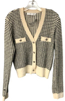 ASTR Cream Black Knitted V Neck Cardigan