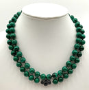 GUMP'S Sterling, Malachite & Onyx Beaded Necklace