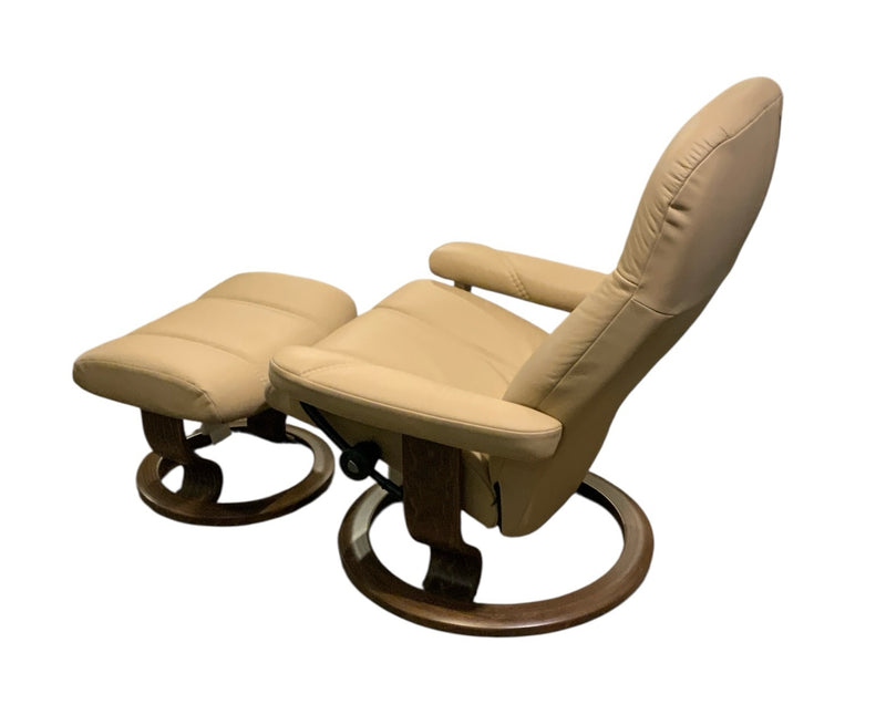 Stressless Leather Recliner and Ottoman