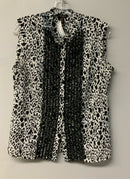 ESCADA Black/White Animal Print w/Fringe Trim S/L B/D Top