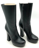 MICHAEL KORS Collection Black Leather Emmy Platform Boots 37.5.