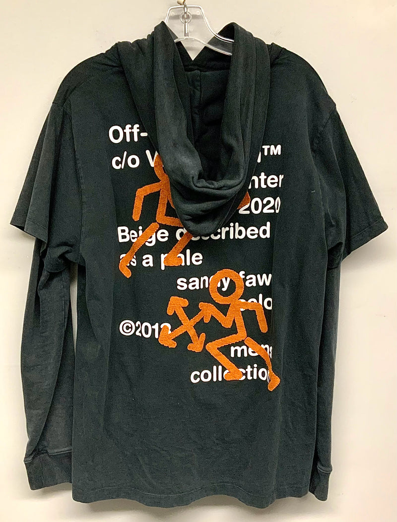 OFF WHITE Washed Black Virgil Abloh Embroidered Graphic Tee Hoodie Combo 2018