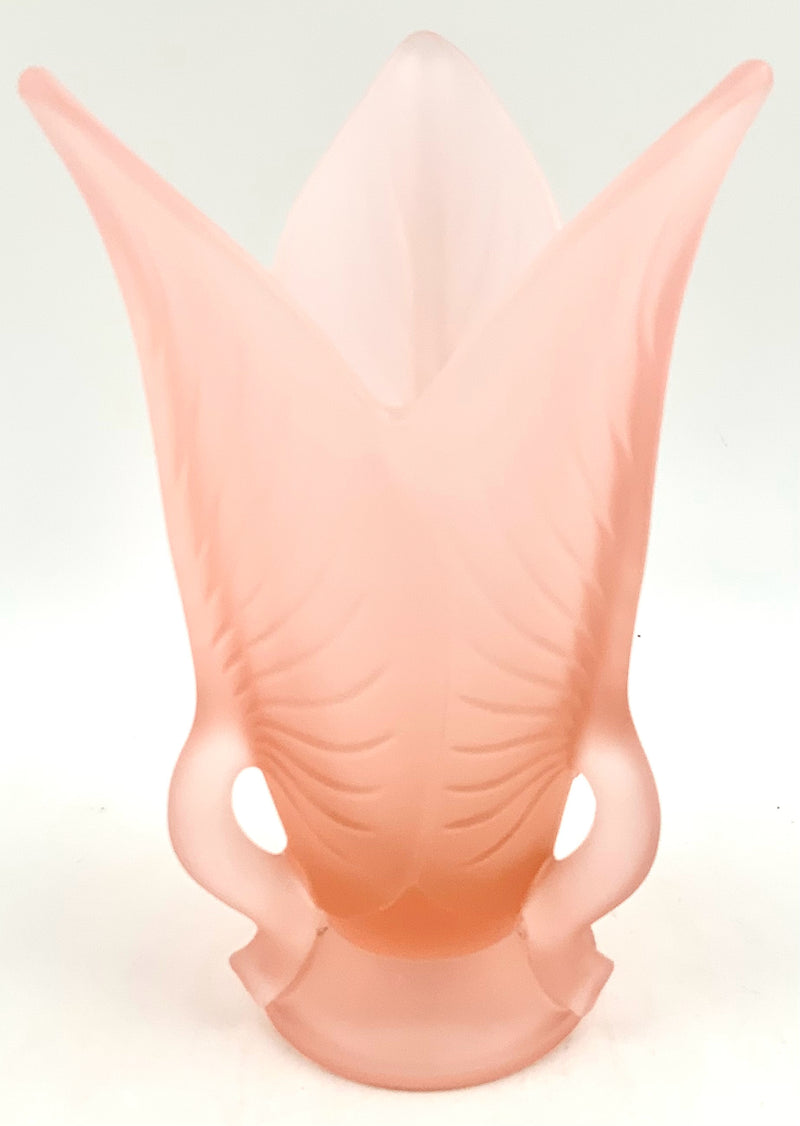 Pink Frosted Glass Art Deco Vase