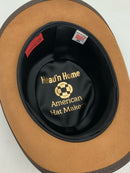 AMERICAN HAT MAKERS Brown Tan Burnished Leather Zipper Accent Eureka Hat