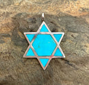 Sterling & Turquoise Inlay Star of David Pendant