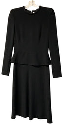 GIORGIO ARMANI Black Viscose Silk Lined Peplum L/S Dress