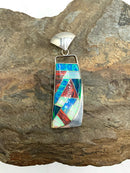 Sterling & Synthetic (Lab) Opal Inlay Pendant