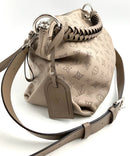 LOUIS VUITTON Galet Grey Mahina Leather Beaubourg MM Hobo Bag