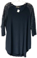 SYMPLI Navy w/Lace Sleeves Knit Tunic