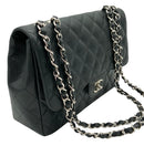 CHANEL Black Quilted Caviar Leather Jumbo Flap Bag