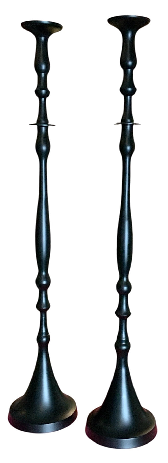 Pair of Extra Tall Black Metal Candlesticks