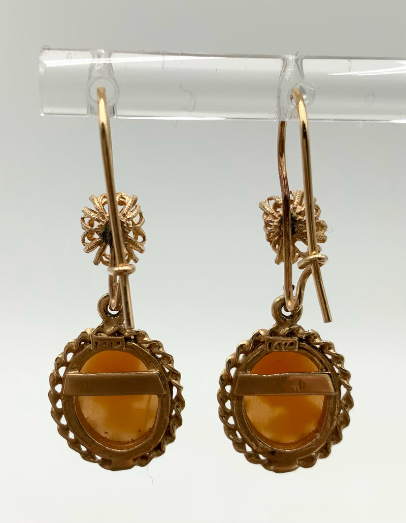 14kt Gold & Carved Shell Cameo Earrings