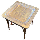 Asian Style Occasional Tray Table with Metal Bamboo Stand