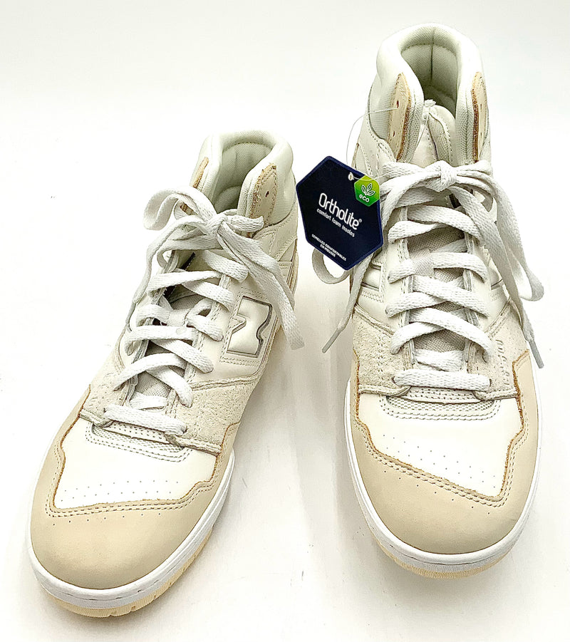 NEW BALANCE Cream White Leather 650 Hi Top Sneakers 10