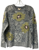 MYSTREE Slate Blue/White/Green/Lavender Floral L/S Sweater