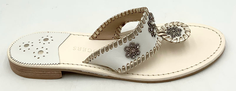 JACK ROGERS White w/Rhinestone Embell Classic Sandals 11