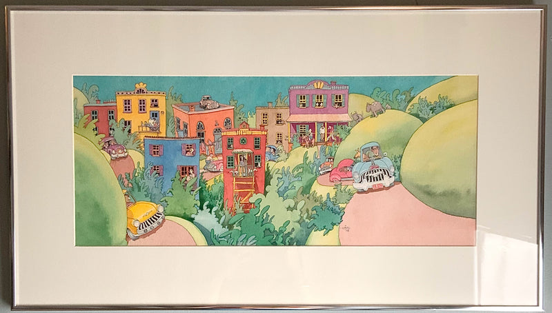 Marshall Ausburn Original Watercolor of Town
