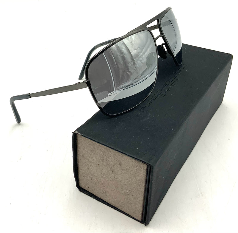 PORSCHE Gunmetal Titanium Frame Silver Mirrored Lens Sunglasses