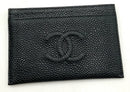 CHANEL Black Caviar Leather Logo Card Wallet