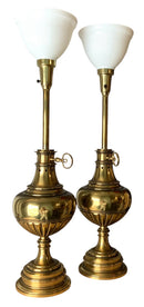 Pair of Vintage Brass Torchiere Lamps