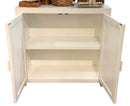 White Painted Cabinet With Rattan Inserts