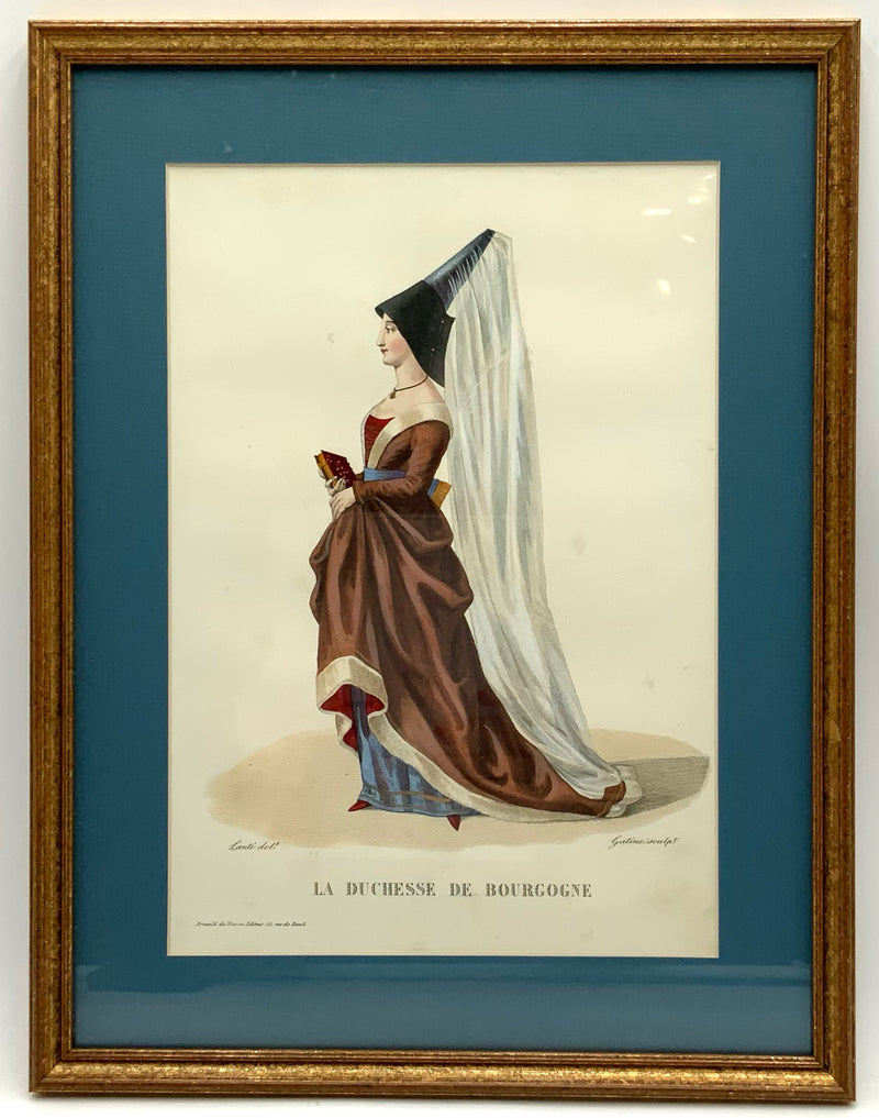 Antique French Engraving of Female Figure