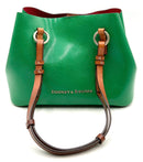 Dooney & Bourke Kelly Green Textured Leather Brown Trim Shoulder Bag, 2pcs