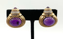 14kt Gold, Diamond & Amethyst Clip On (Omega Back) Earrings