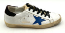 GOLDEN GOOSE White Leather Blue Star Brown Velvet Superstar Sneakers 39