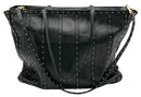VALENTINO GARAVANI Black Nappa Leather Gold Studded Tote