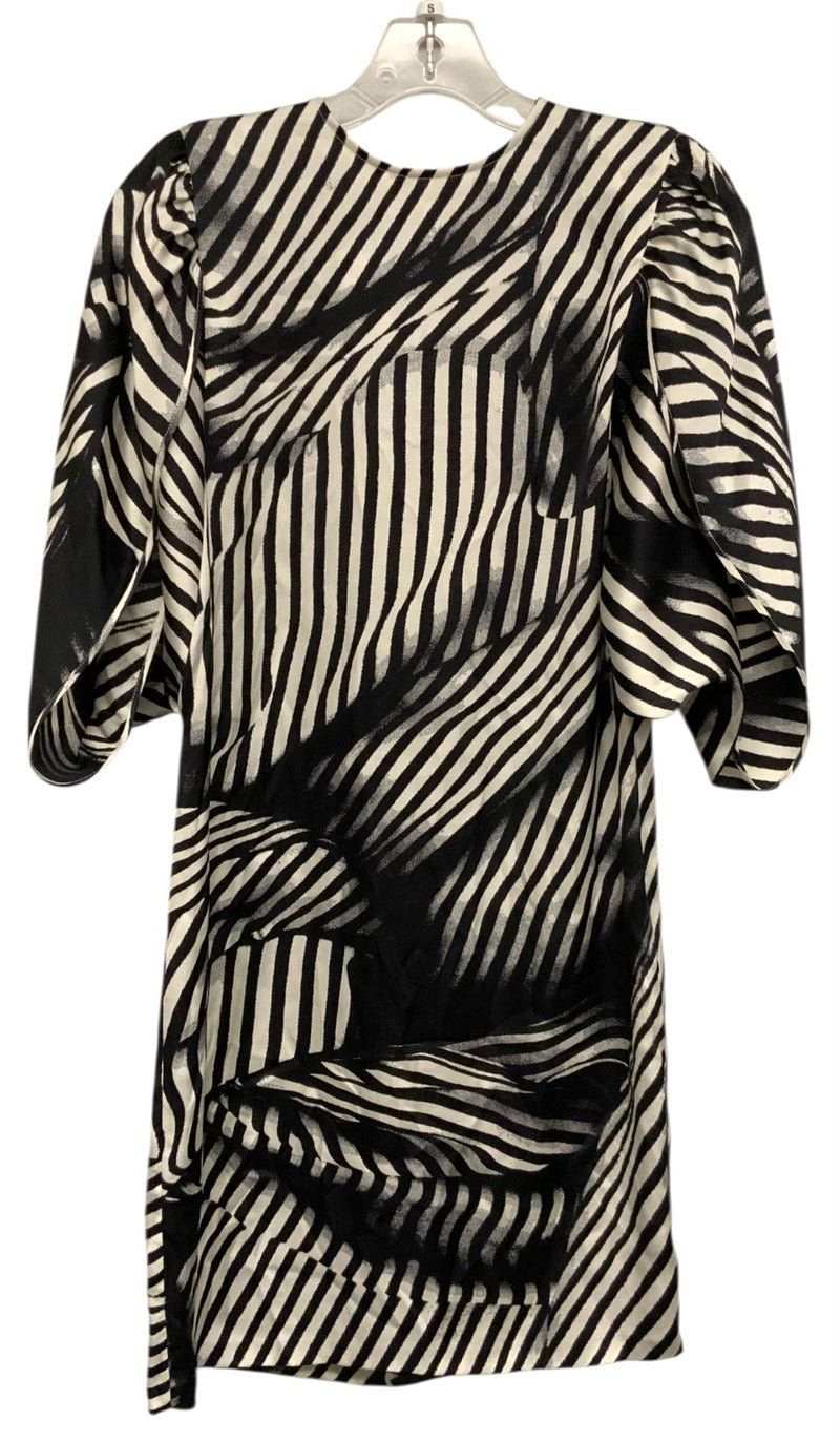 STELLA MCCARTNEY Navy Ivory Patterned Silk Split Sleeve Dress