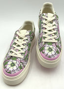 TORY BURCH Oyster Purple Leather Bold Flowers Ladybug Sneakers 11