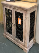 Rustic Wood Cabinet with Iron Inserts