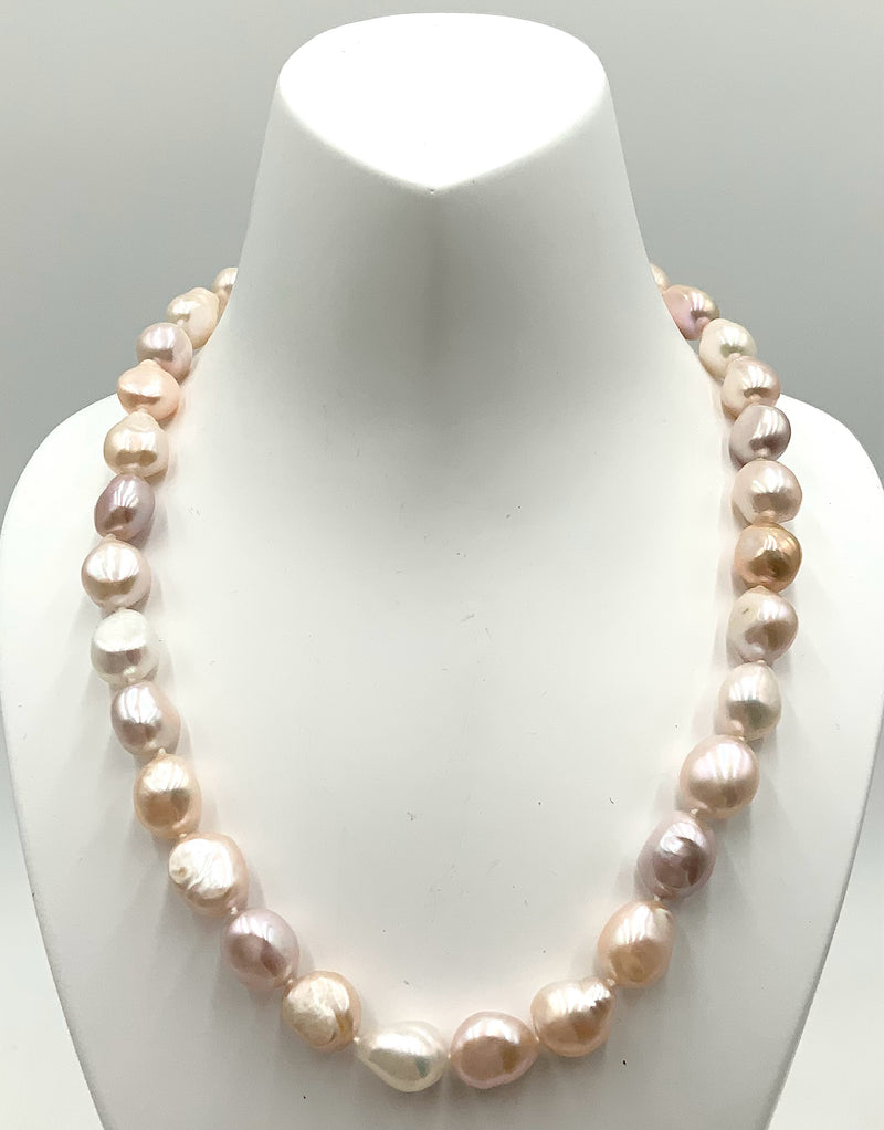 Sterling Baroque Pearl Necklace