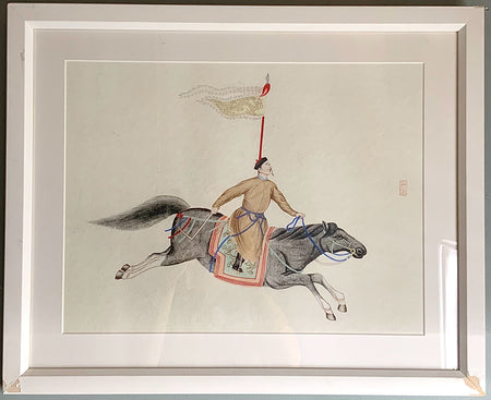Pair of Asian Warrior Silkscreens
