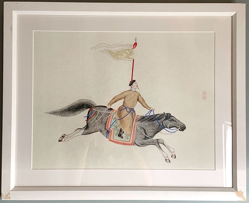 Pair of Asian Warrior Silkscreens