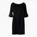 WHBM Black Boat Neck 3/4 Bell Sleeve Dress