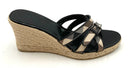 BURBERRY Black Patent Check Strap Buckle Espadrille Wedges 40