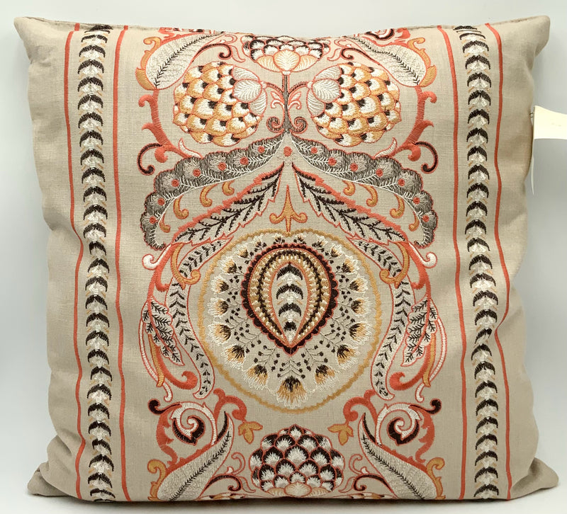 NEW Custom Throw Pillow with Embroidered Fabric