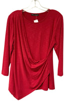 NALLY & MILLIE Cranberry Faux Wrap 3/4 Sleeve Top