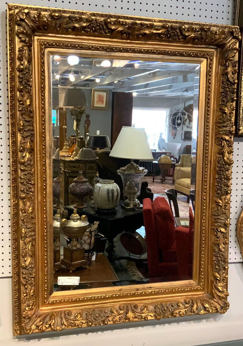 Vertical Gold Mirror with Ornate Frame