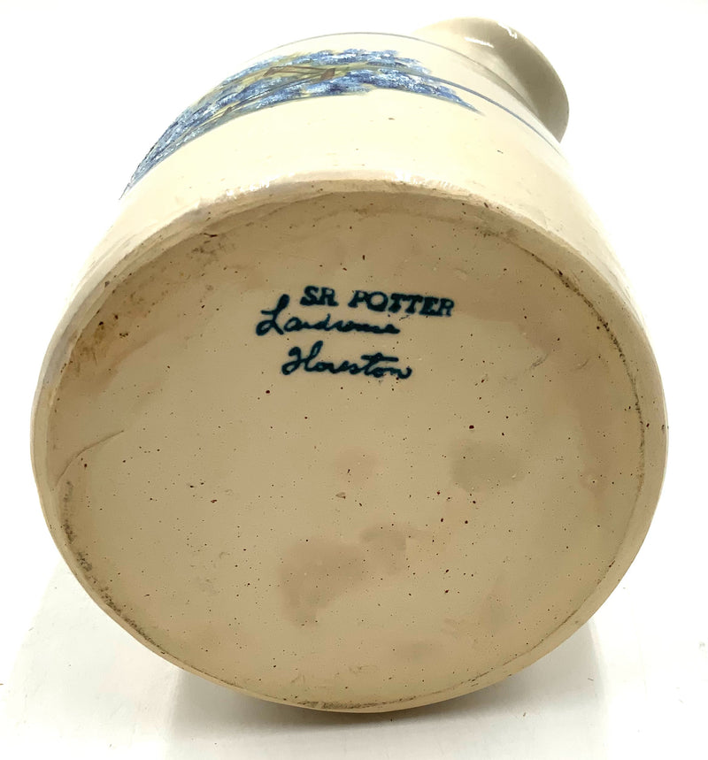 Handmade Pottery Pitcher with Windmill Motif
