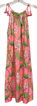 GRETCHEN SCOTT Pink/Green/White Floral "Mystic Garden" Tassel Tie Dress