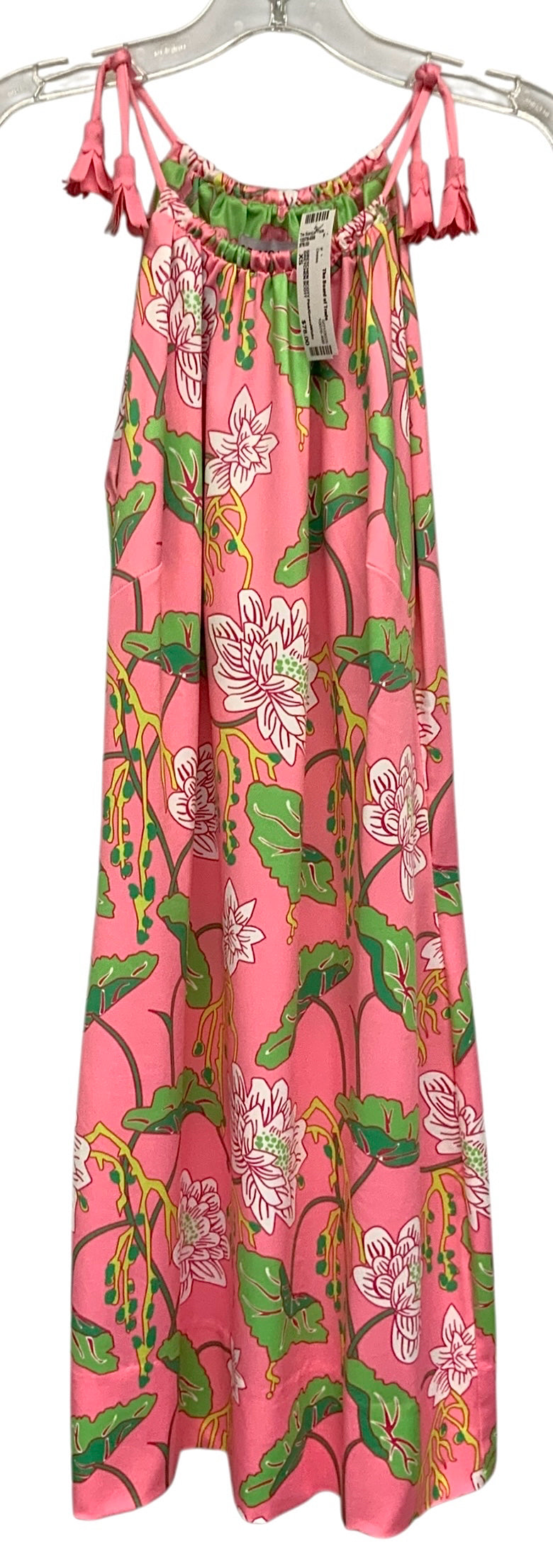 GRETCHEN SCOTT Pink/Green/White Floral "Mystic Garden" Tassel Tie Dress