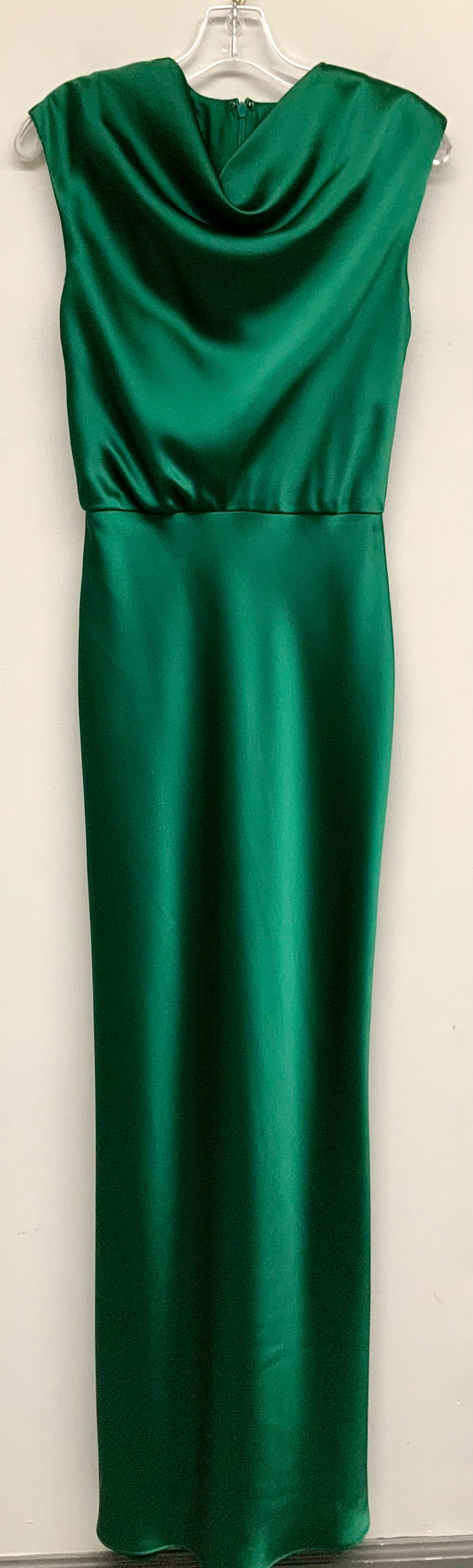 AMSALE Emerald Satin Cown Neck Gown