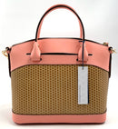 Dooney & Bourke Pink Leather Basketweave Domed Satchel