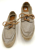 TORY BURCH Silver Metallic Canvas Platform Espadrilles 9