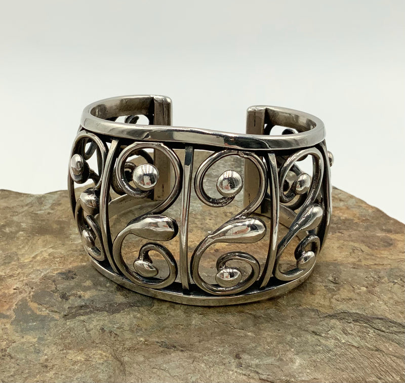 Frank Patania Sr. Sterling Silver Scroll Cuff Bracelet