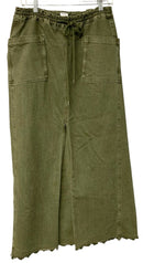 FREE PEOPLE Olive Denim Slit Front Maxi Skirt